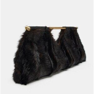 NWT- Zara - FAUX FUR CLUTCH BAG